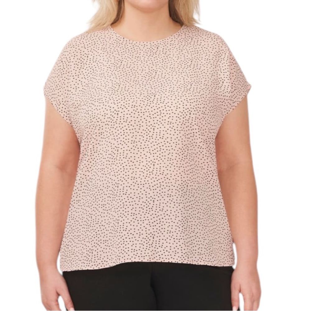 Halogen Crew Neck Cap Sleeve Polka Dot Top